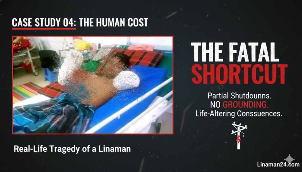 Real-life tragedy of a lineman due to partial shutdown and lack of grounding Case Study 04