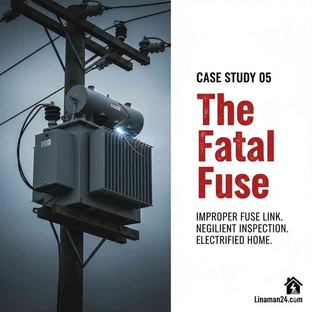 Case Study 05 showing a transformer with improper fuse link causing a public safety hazard